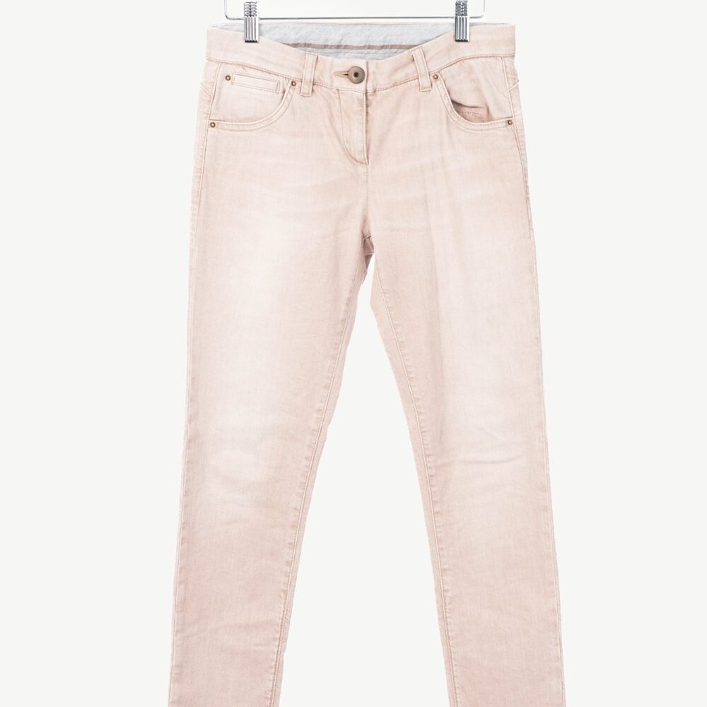 Brunello Cucinelli Light-Brown Washed Stretch-Denim Skinny Jeans